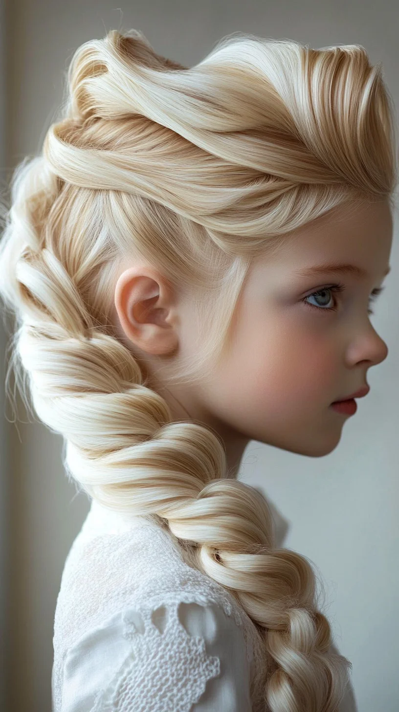 Exquisite Braided Updo with Elegant Twists: A Timeless Child’s Hairdo