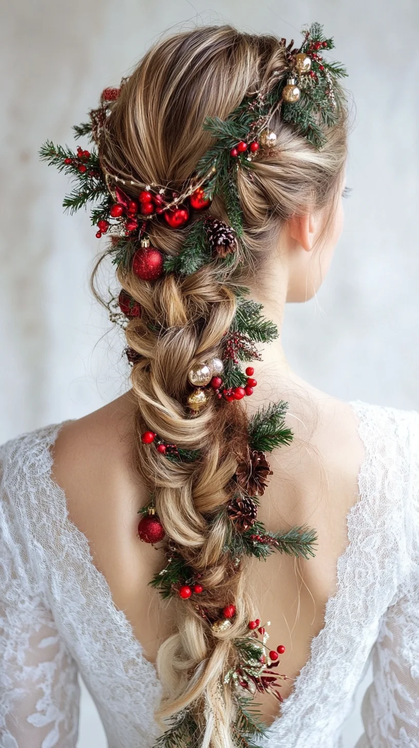 Festive Elegance: A Braided Beauty Adorned with Holiday Accents