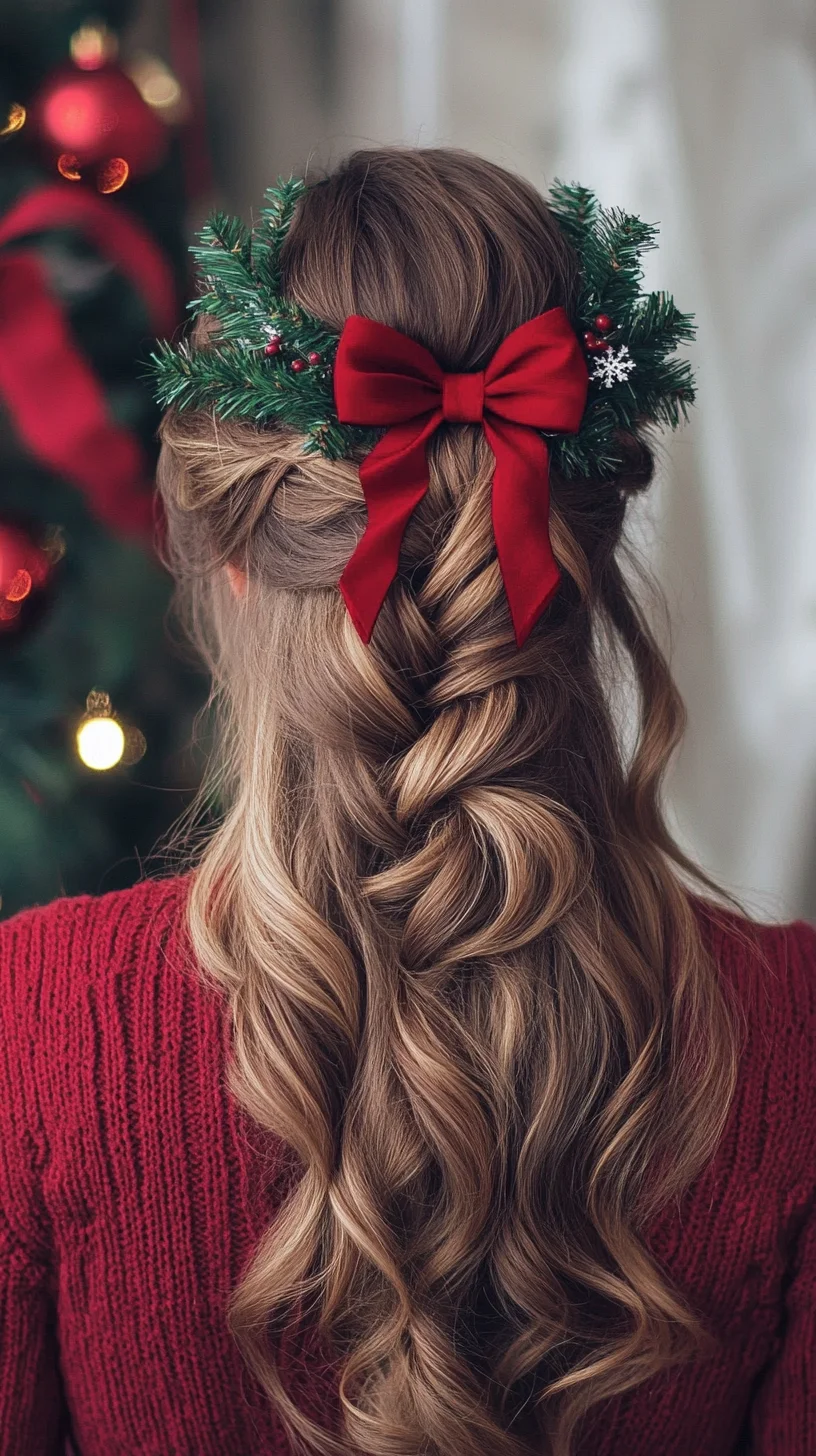 Festive Glam: A Romantic Braided Hairstyle with Seasonal Flourishes