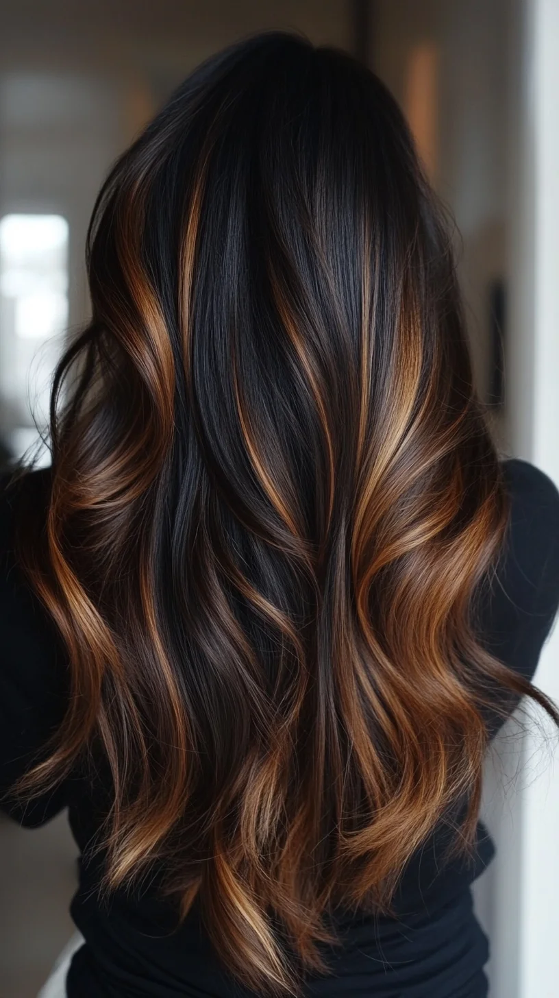 Gorgeous Black to Honey Ombre Waves for Effortless Glam