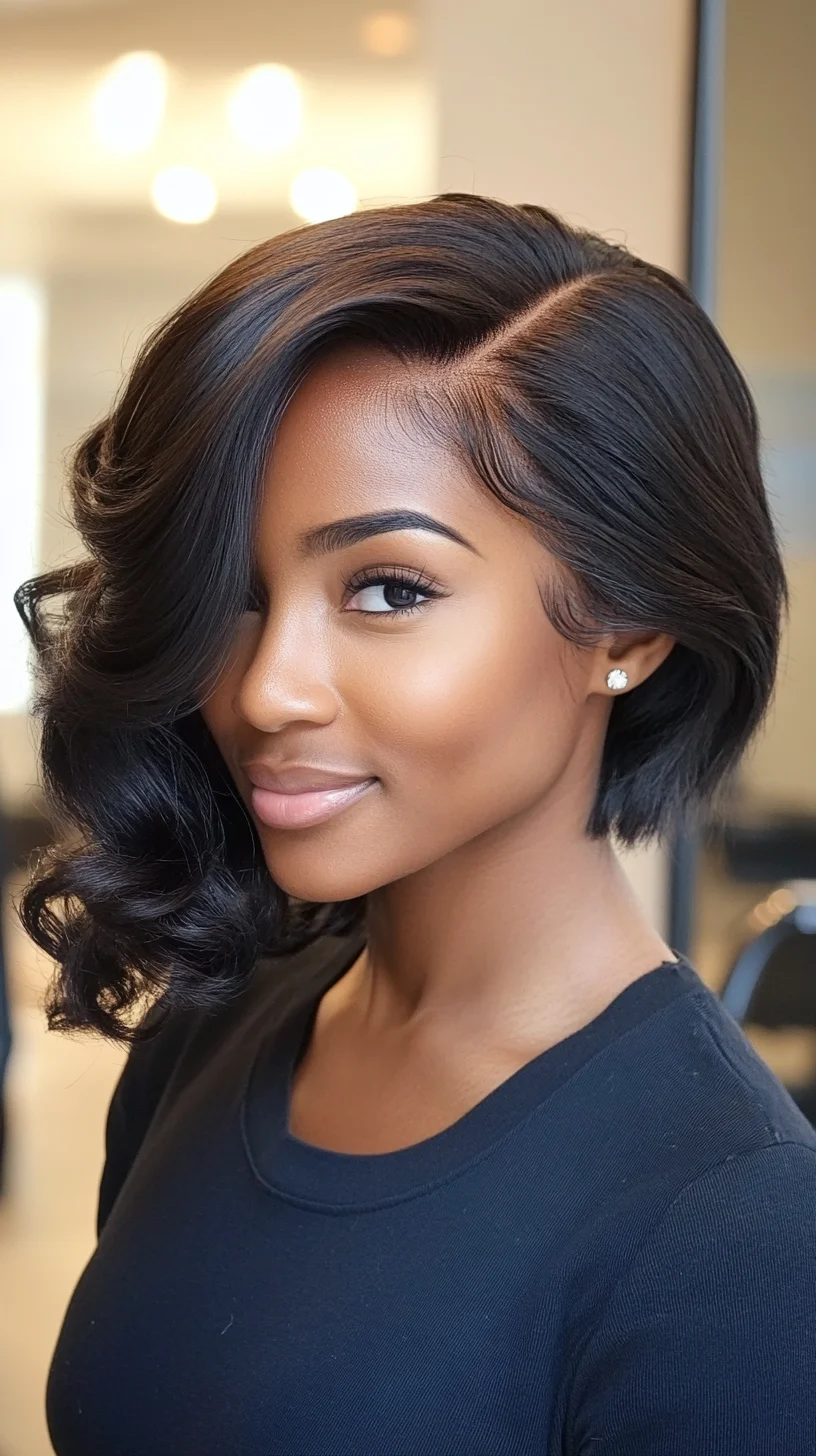 Modern Elegance: The Chic Side-Swept Bob with Soft Waves