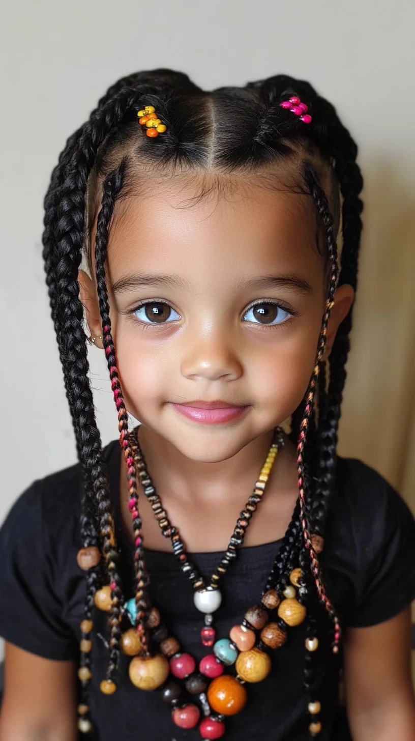 Playful Braided Beauty: Colorful Cornrows Perfect for Little Ones