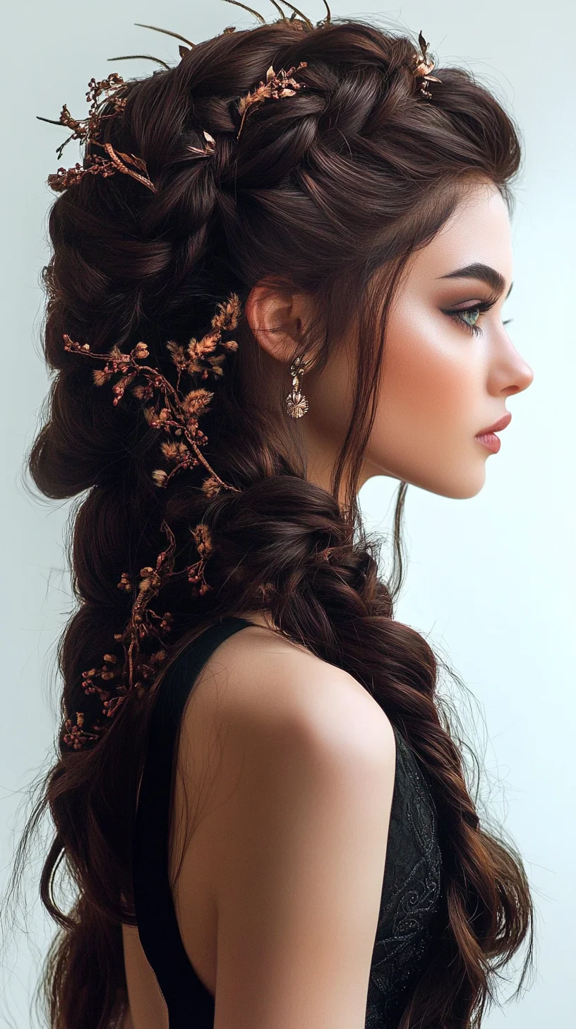 Romantic Braided Elegance with Floral Accents for Effortless Glam