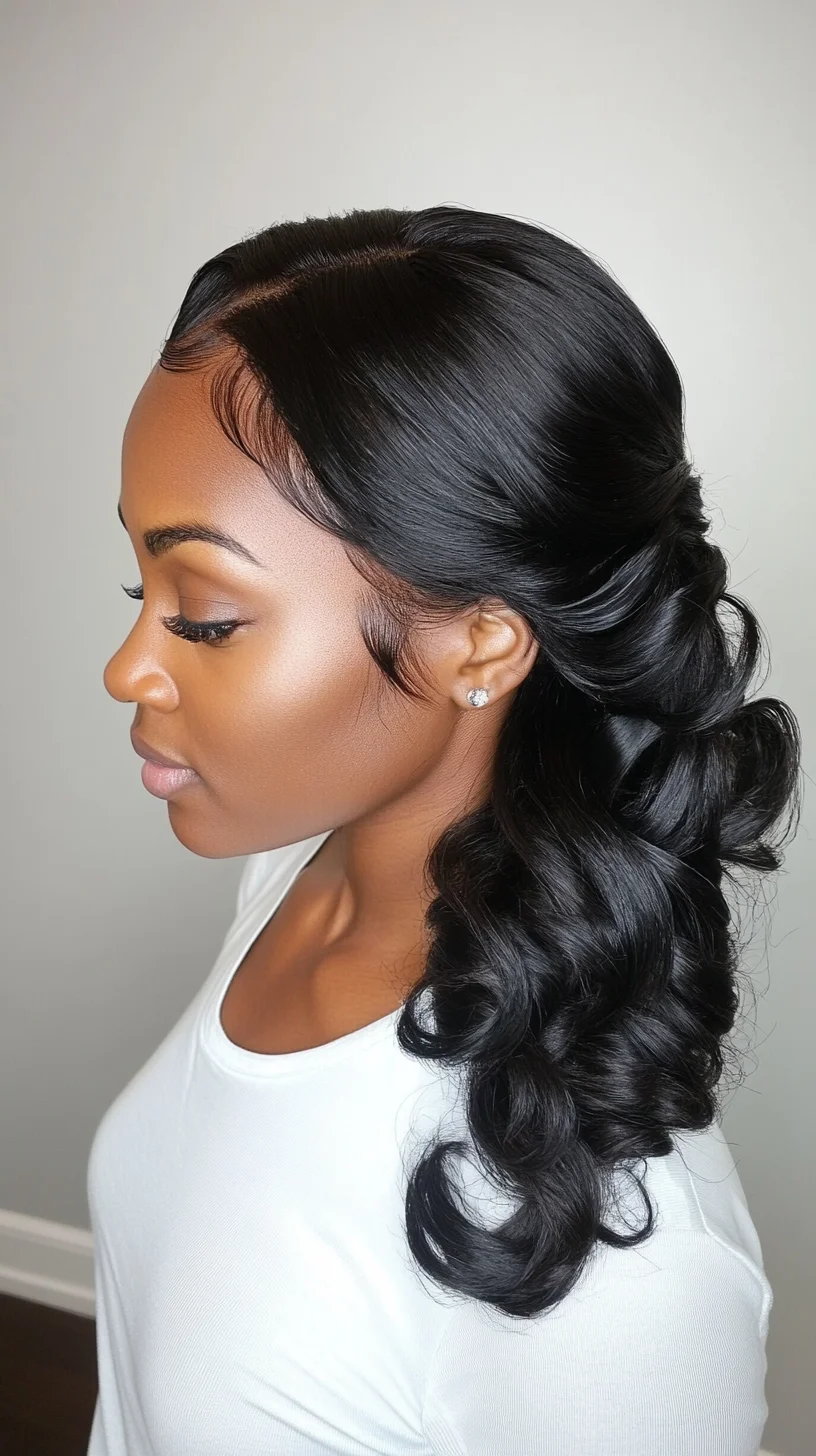 Sleek Elegance: Showcasing Glamorous Curls with a Polished Finish