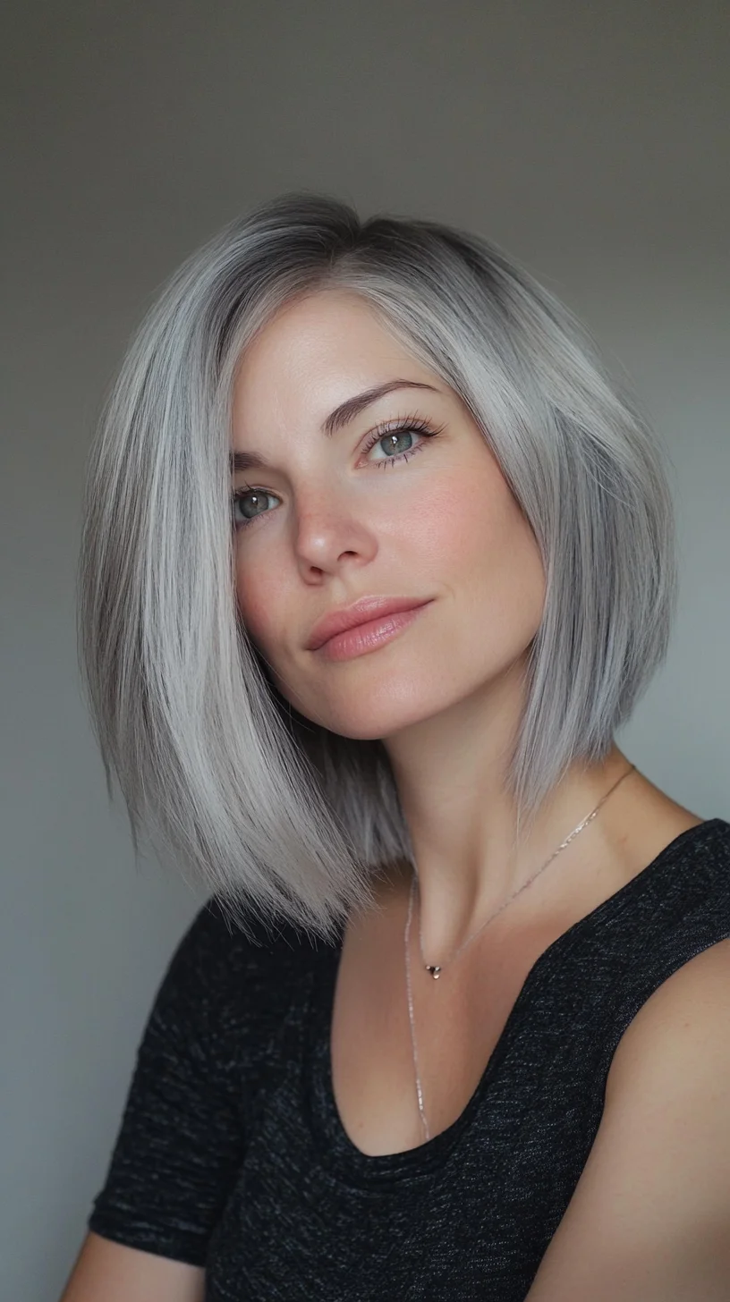 Sleek Silver Lob: Effortless Elegance with Modern Charm