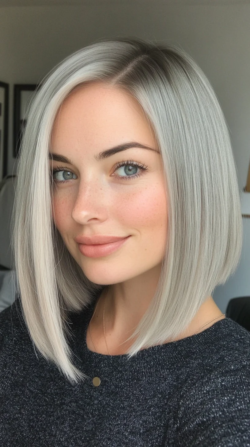 Sleek Silver Lob: The Chic and Modern Twist on a Classic Bob