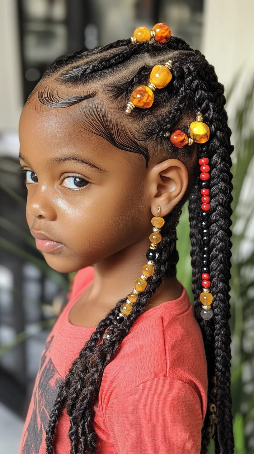 Stunning Braided Hairstyle with Vibrant Beads for a Chic Look