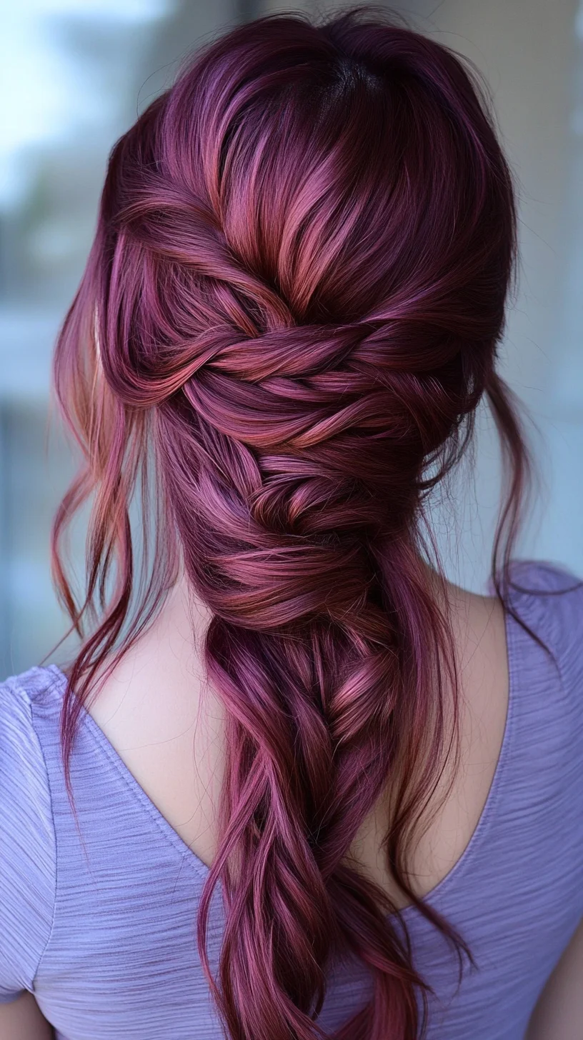 Stunning Twisted Boho Braid with Vibrant Purple Highlights