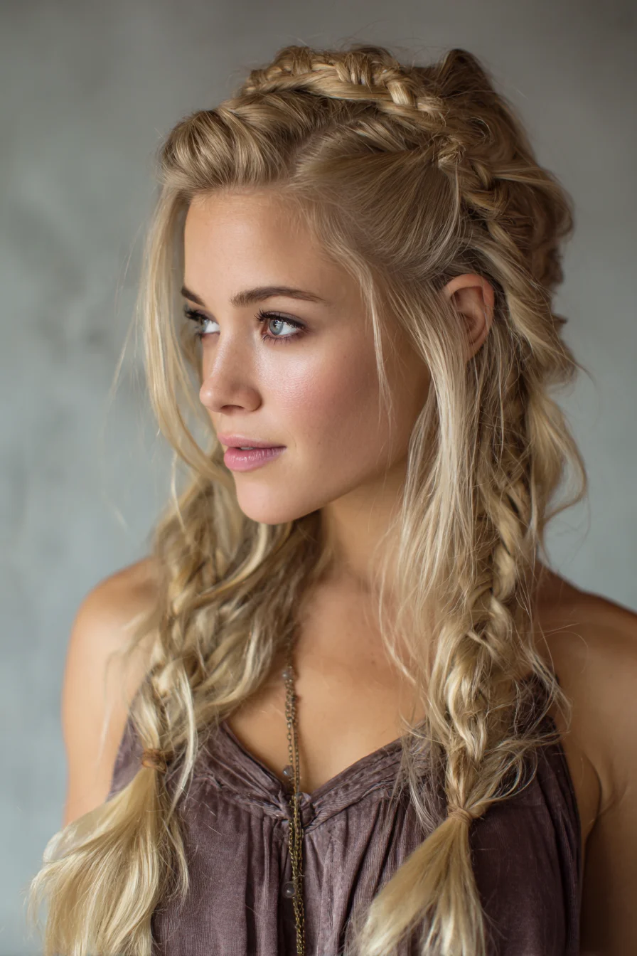 Boho Crown and Double Textured Braids — Beachy Braided Look