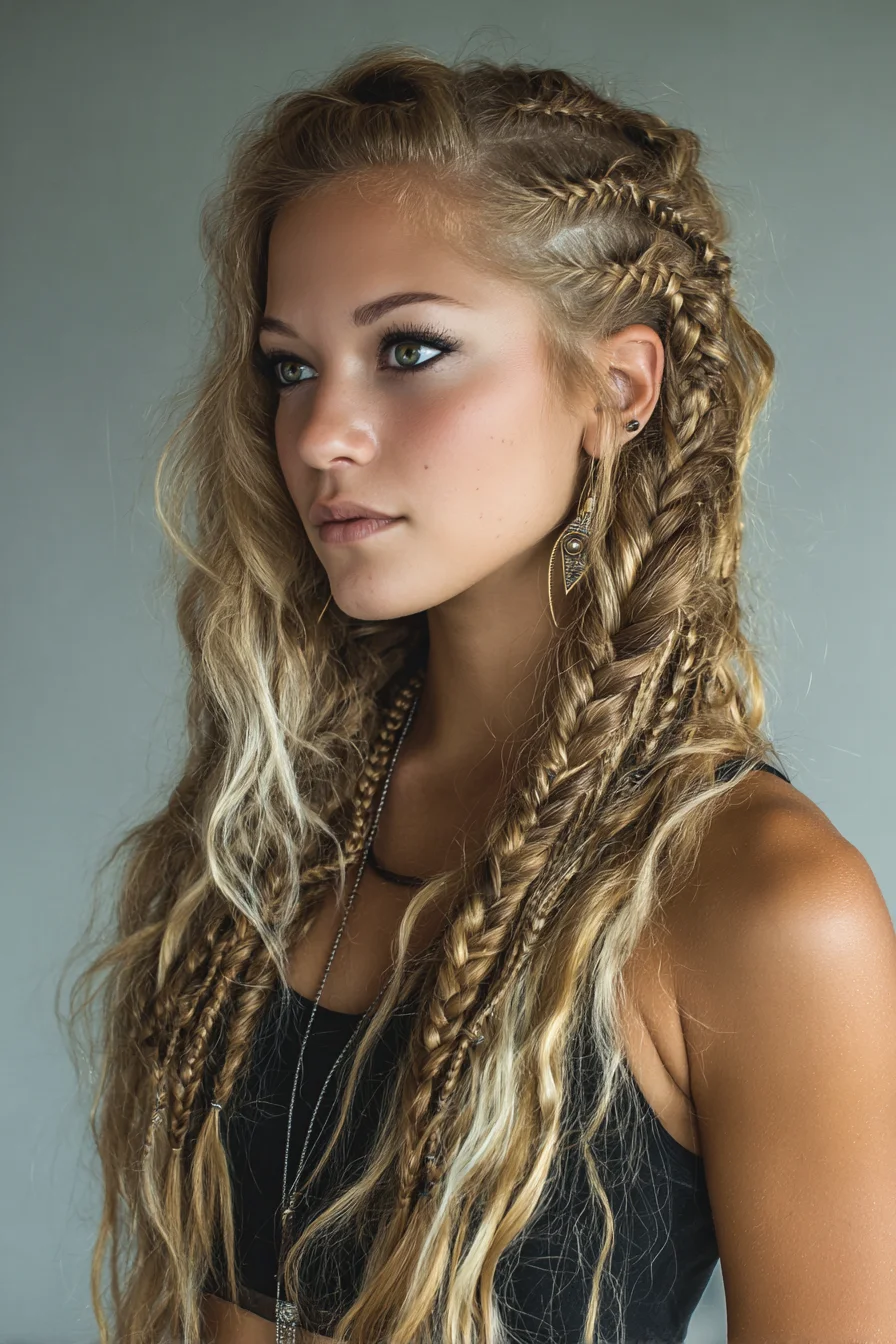 Boho Side Cornrows with Fishtail & Micro Braids — Textured Beach Waves