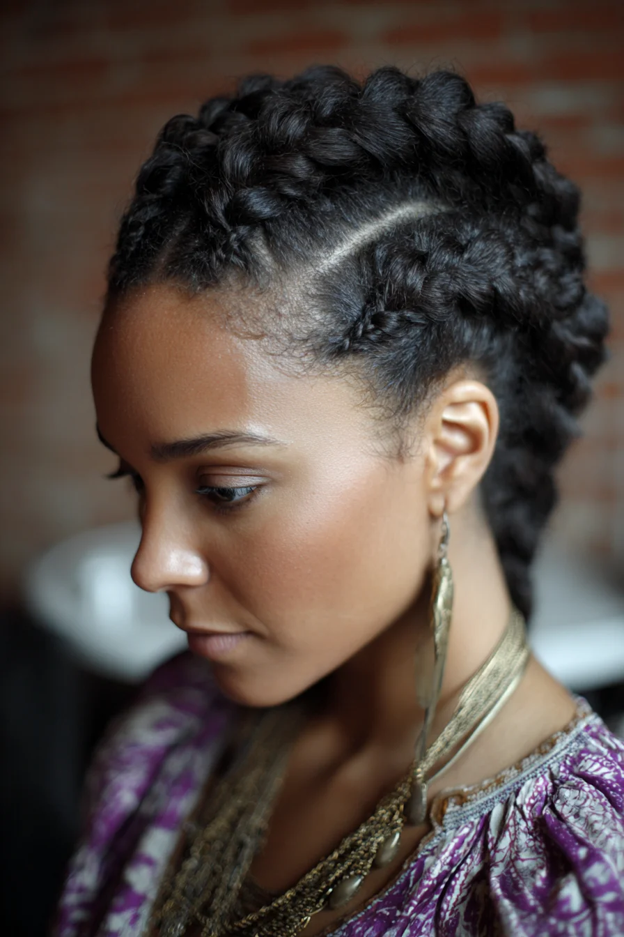 Chunky Flat-Twist Crown Braids (Ghana-Style Faux Hawk)