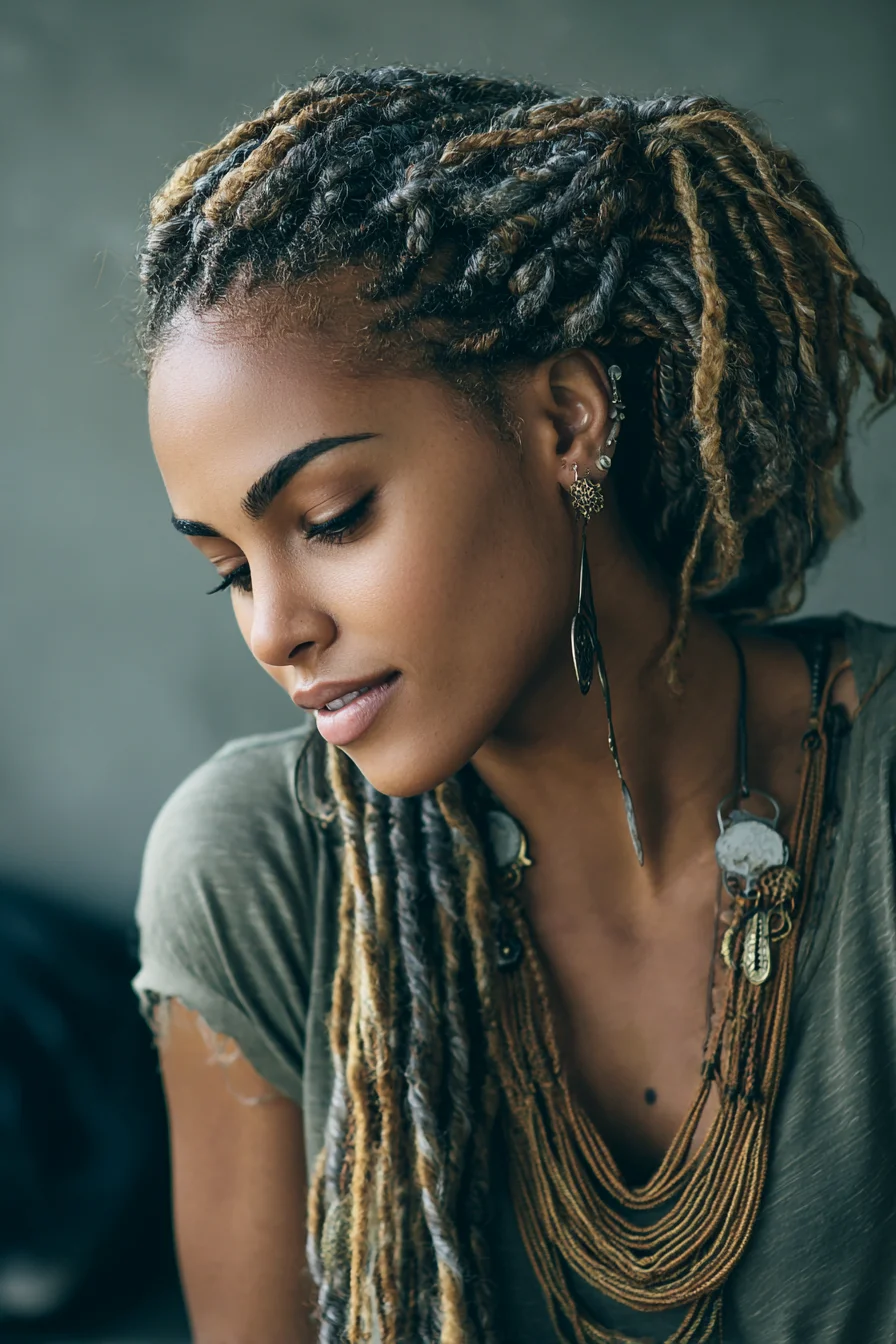 Chunky Two‑Strand Rope Twists (Faux Locs) Pulled Back — Textured Hair Style