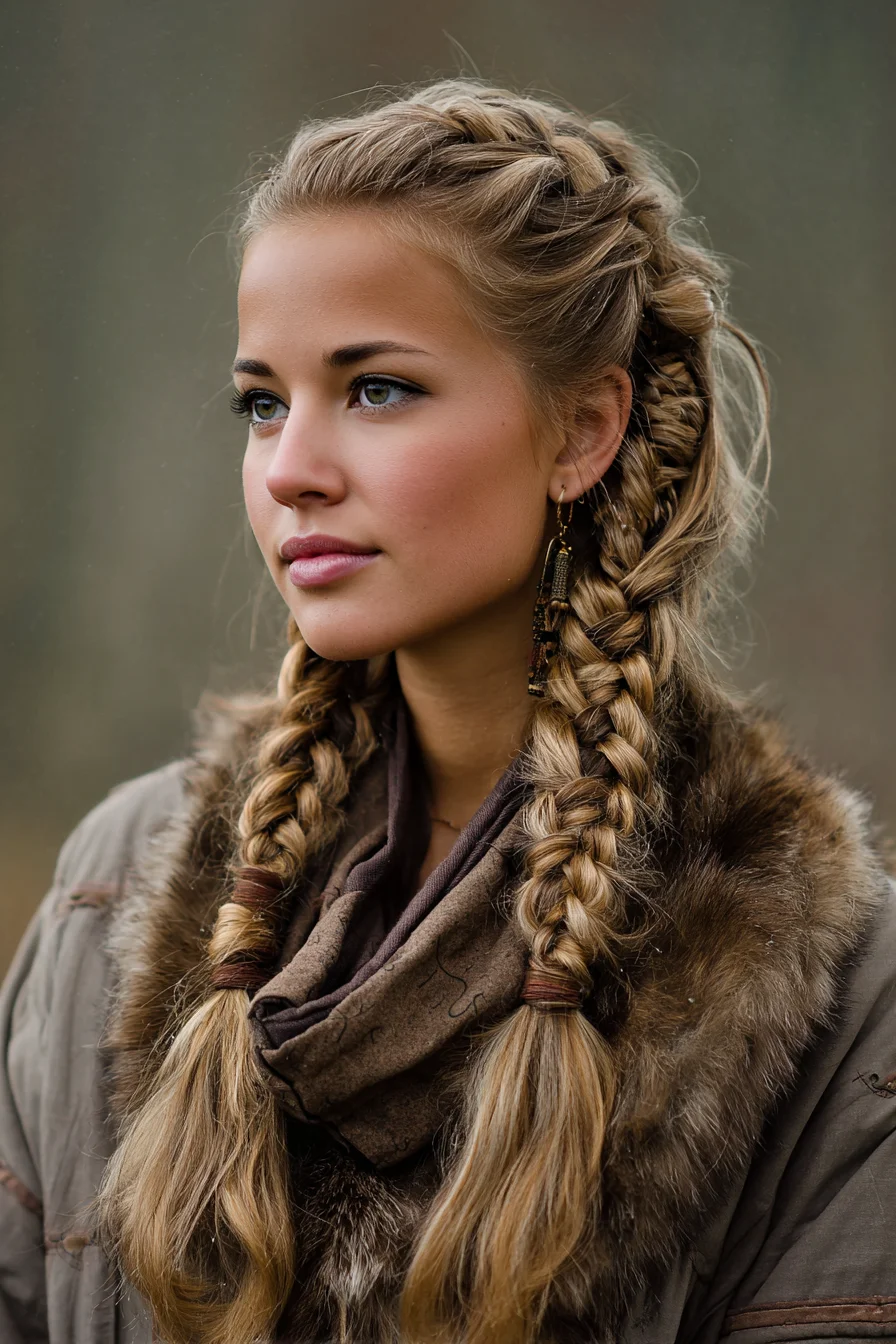 Double Dutch Braids with Loose Textured Ends