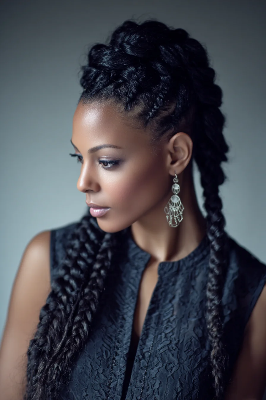 Knotless Cornrow Crown with Long Chunky Feed‑In Braids