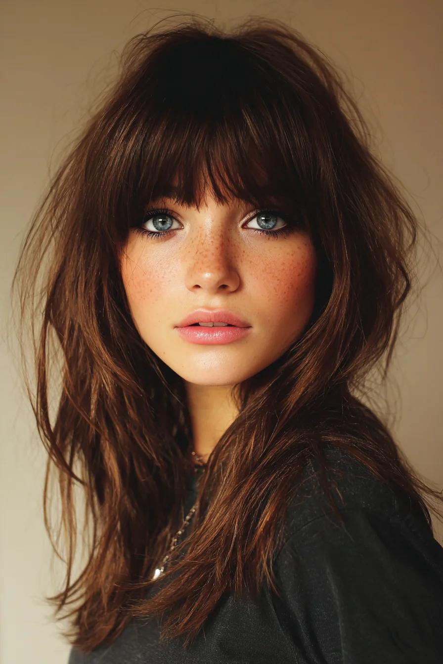 Shaggy Layered Mid-Length Cut with Curtain Fringe and Textured Ends