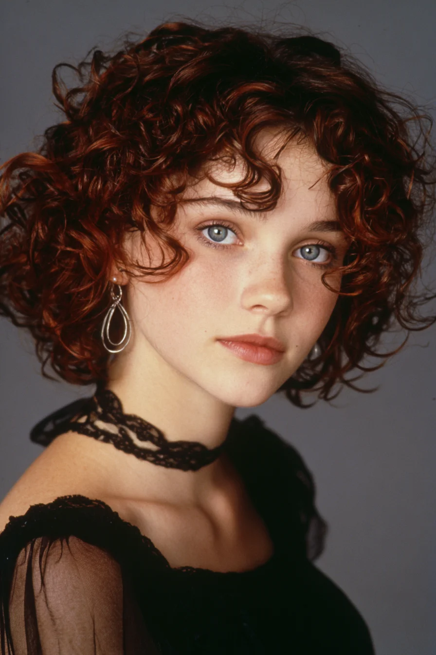 Short Textured Curly Bob with Soft Curly Fringe