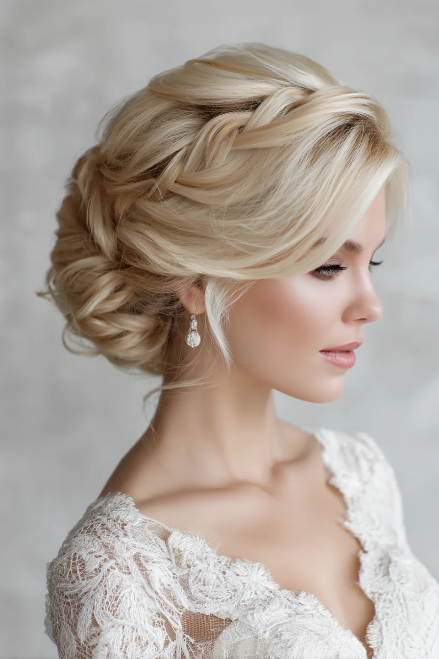 Textured Braided Crown into Low Chignon — Soft Bridal Updo