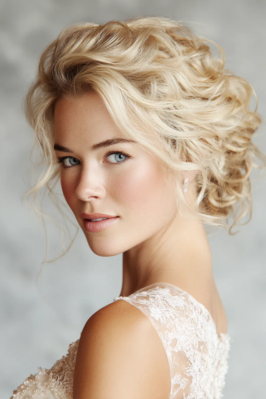 Textured Curly Updo — Loose Romantic Low Bun for Medium-to-Long Hair