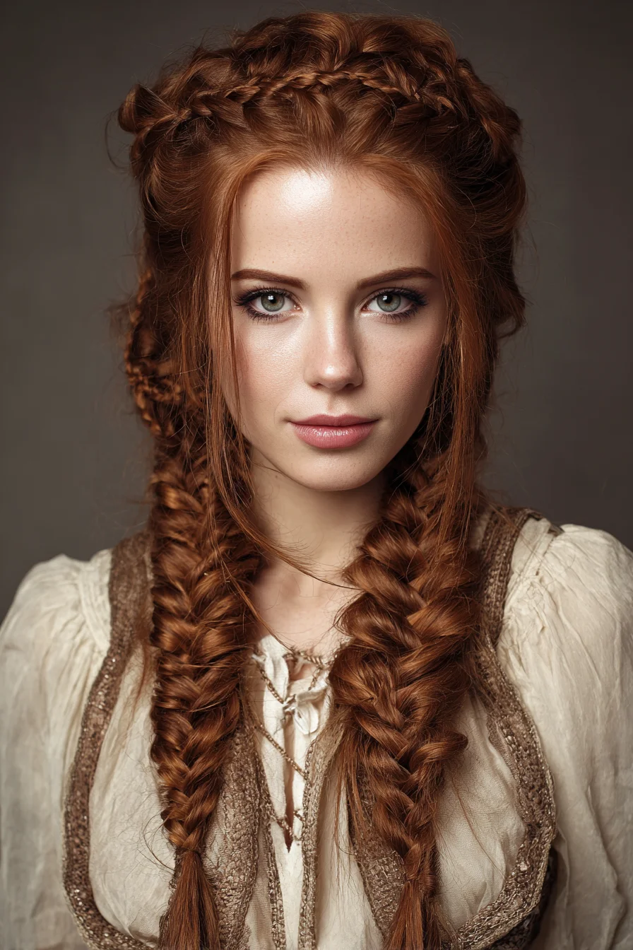 Textured Double Fishtail Braids with Braided Crown — Boho Romantic Upstyle