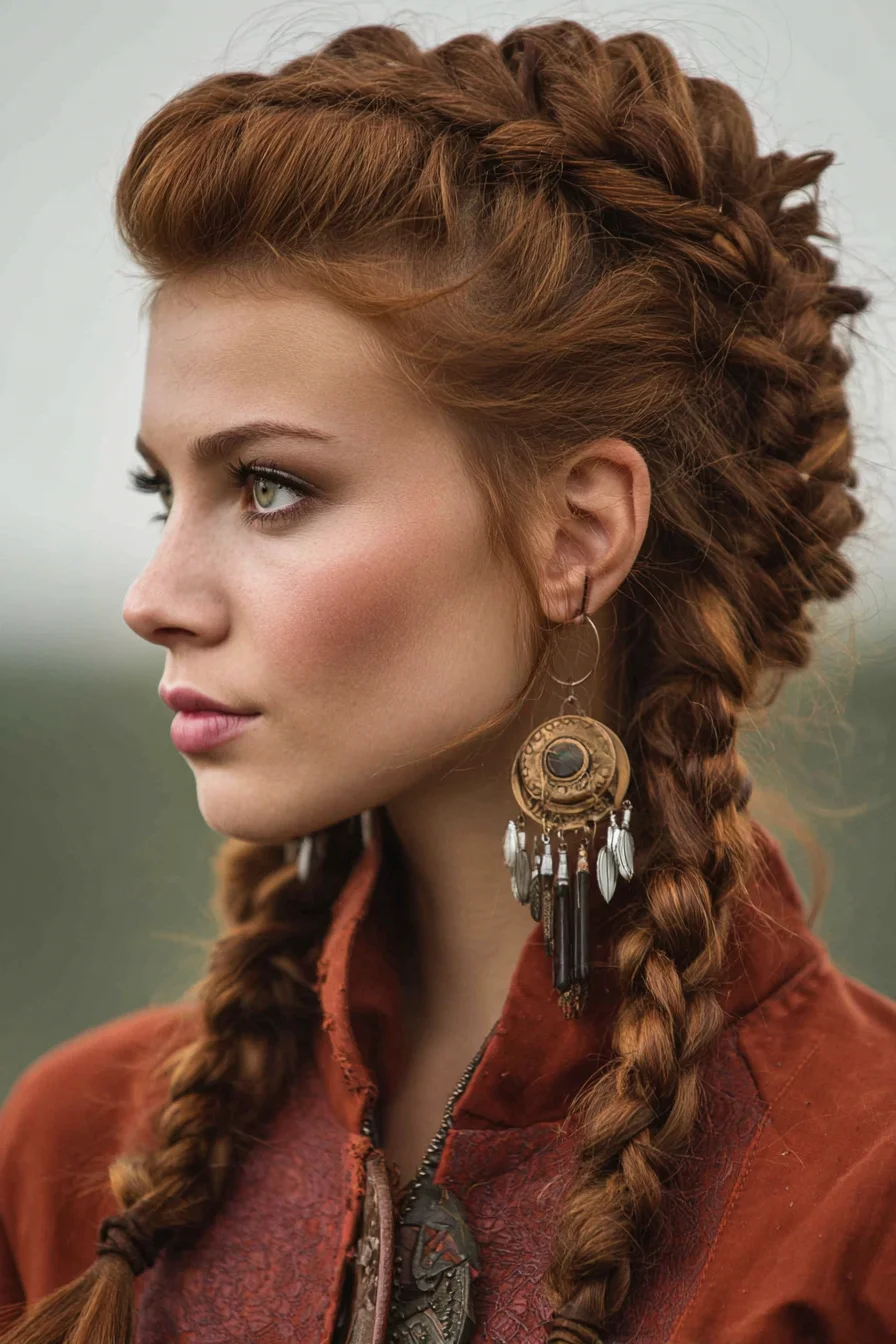 Textured Dutch Double Braids with Voluminous Crown