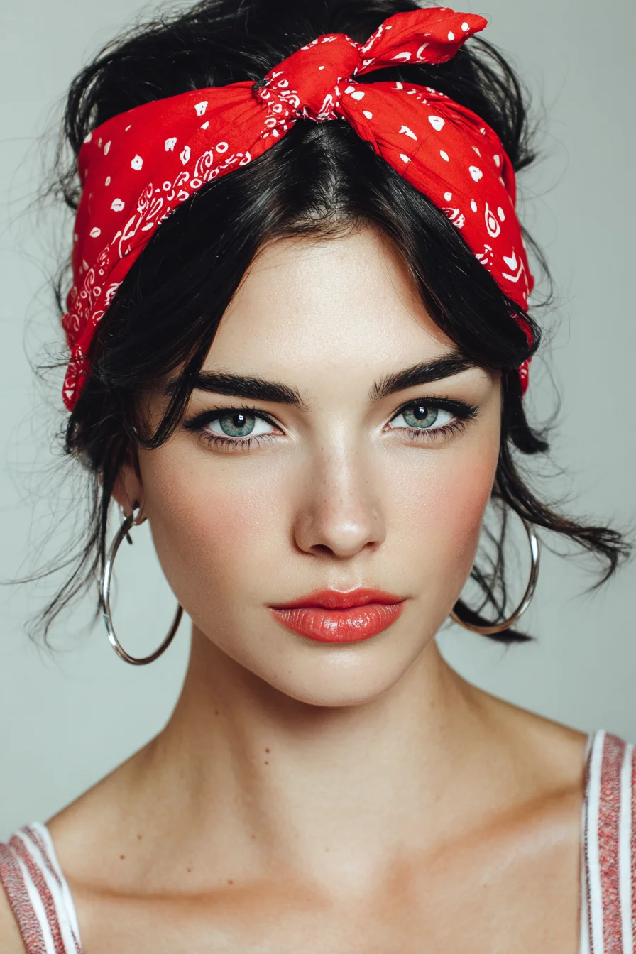 Textured Messy Bun with Bandana Knot — Face‑Framing Tendrils for All Hair Types