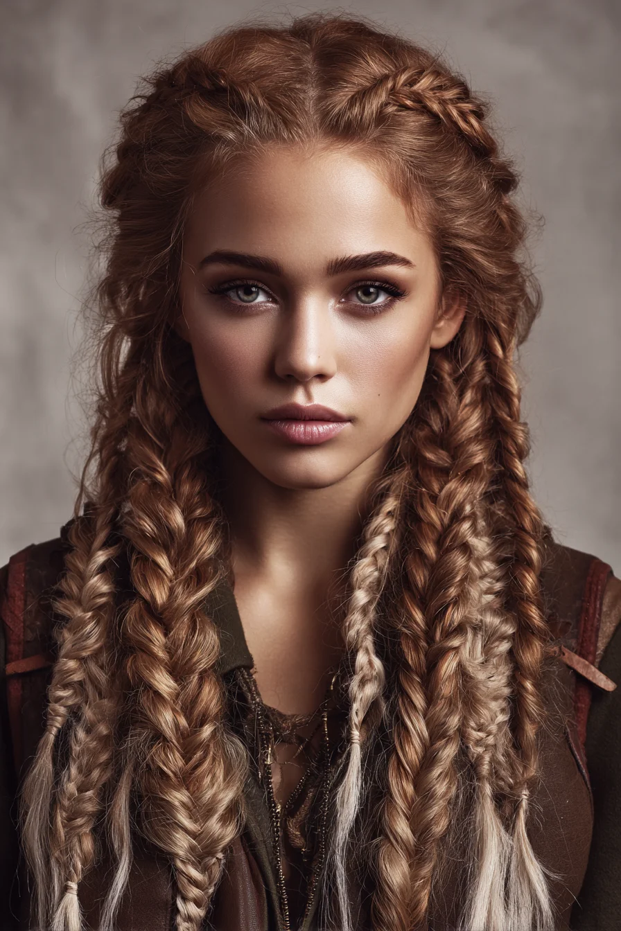 Textured Multi-Braid Boho‑Viking Style (fishtail, Dutch & rope braids)