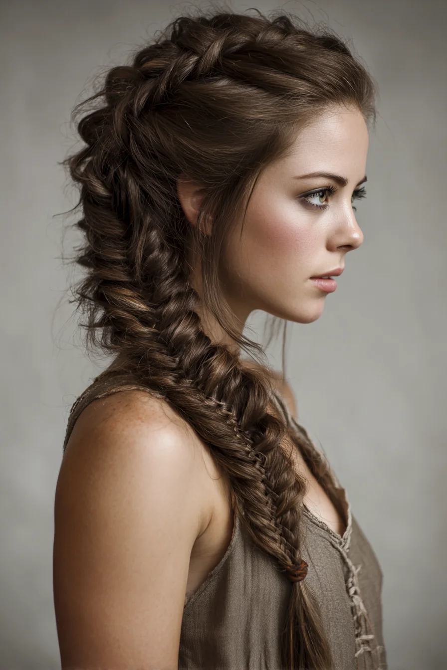 Textured Side Fishtail Braid with Voluminous Crown