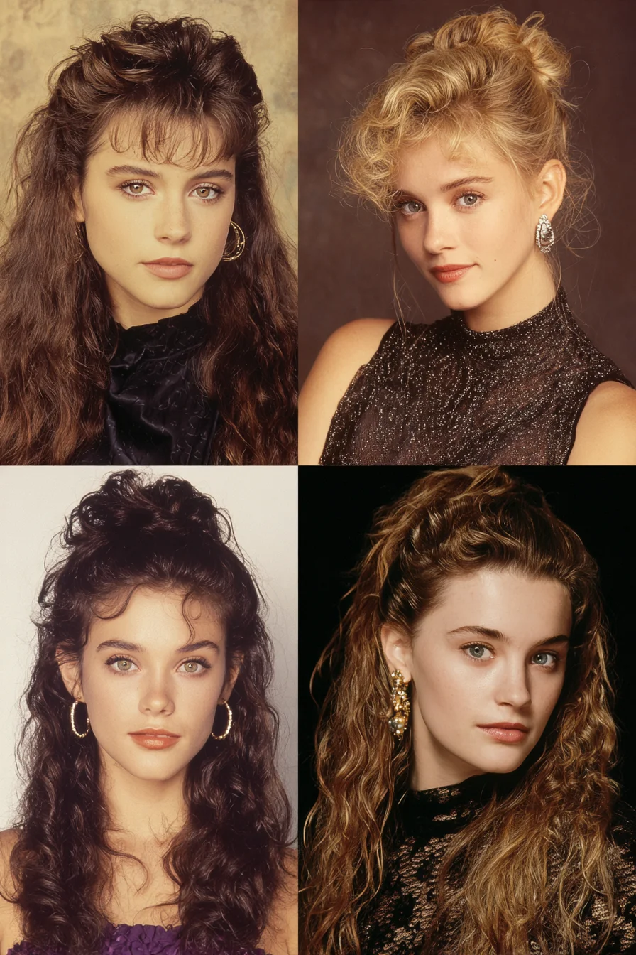 Tousled Half-Up with Soft Topknot — Wavy to Curly Hair