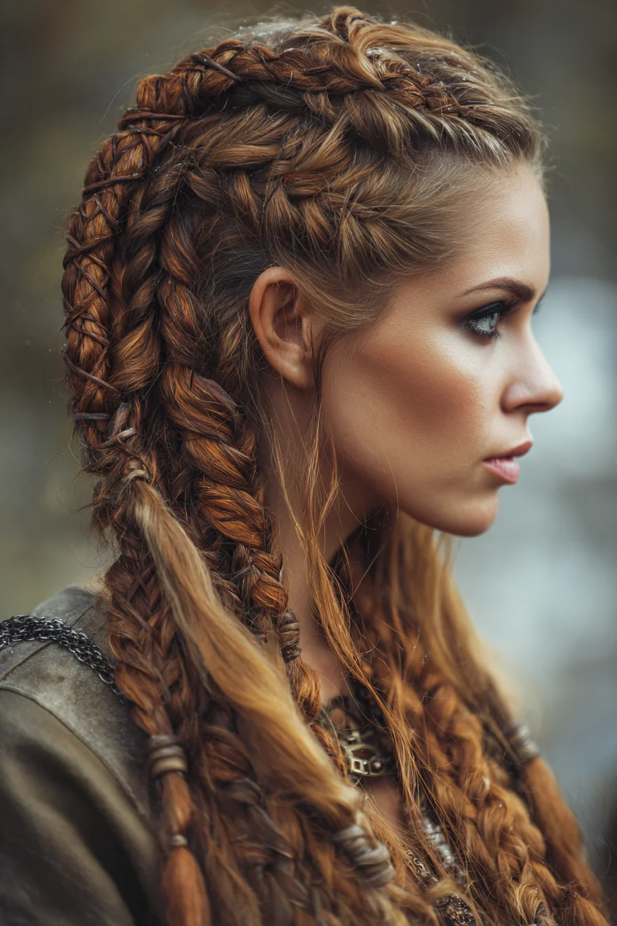 Viking-Inspired Multi-Braid Half-Up with Dutch, Rope and Fishtail Details
