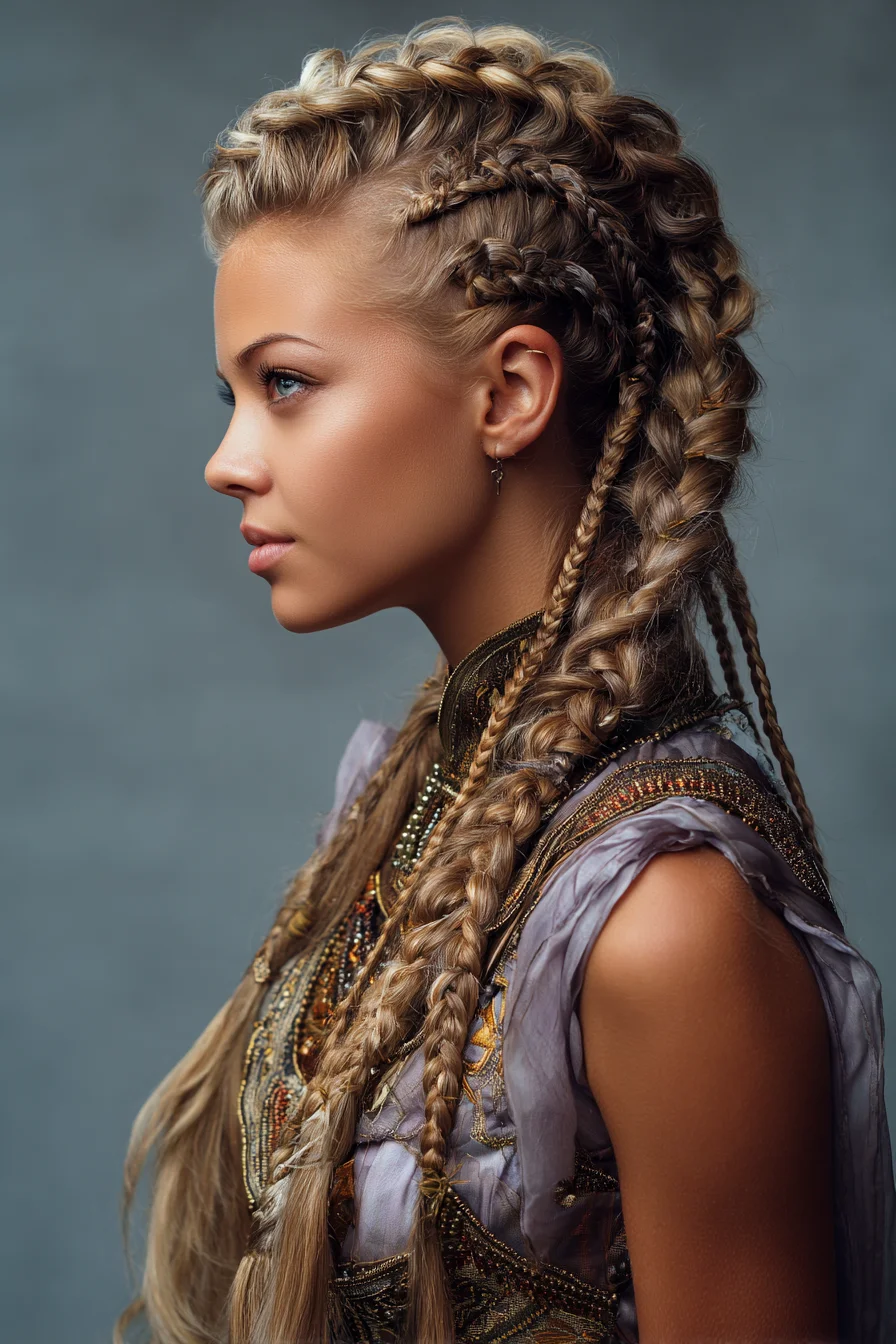 Viking-Inspired Multi Dutch and Fishtail Braids for Thick, Long Hair