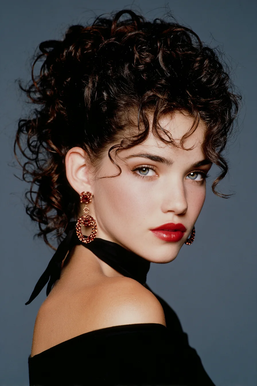 Voluminous Curly Updo with Face‑Framing Ringlets