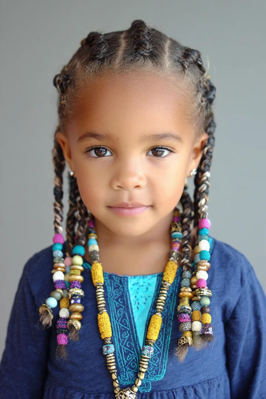 Beaded Cornrows for Kids — Protective Braids with Colorful Beads