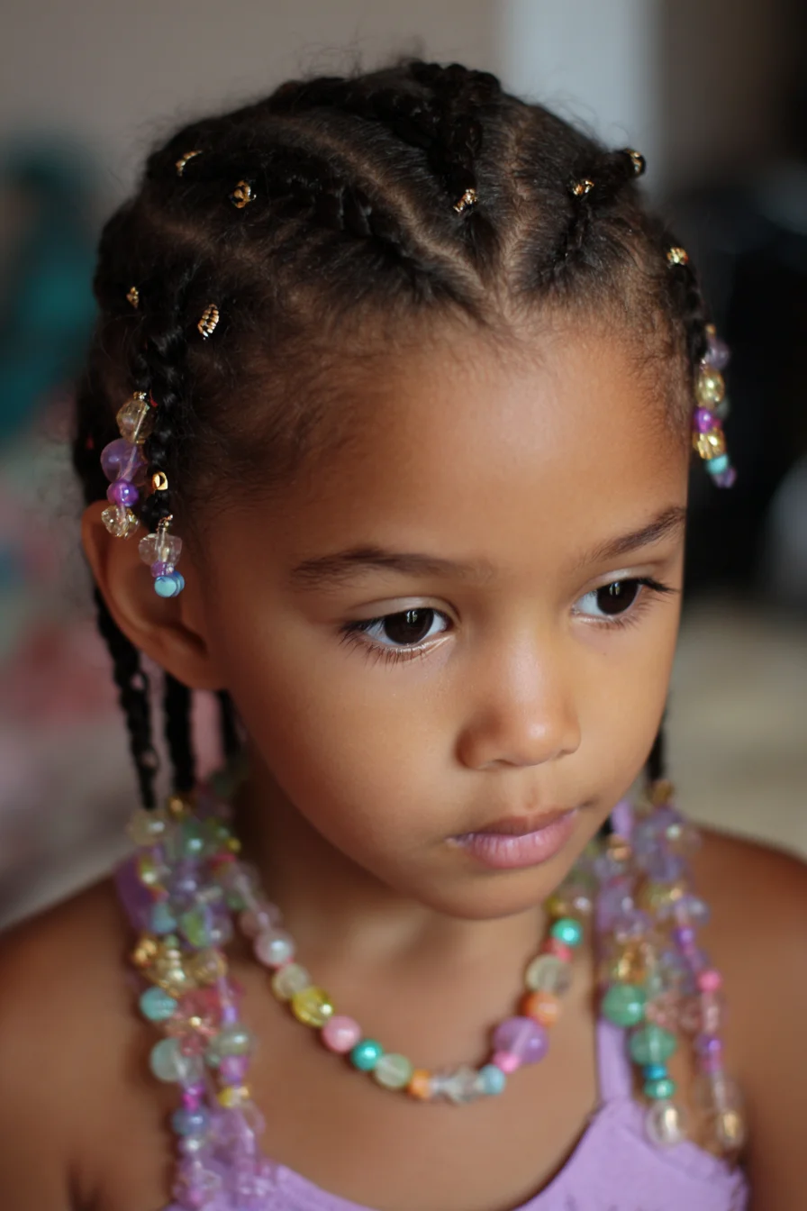 Beaded Cornrows with Individual Braids — Child-Friendly Protective Style