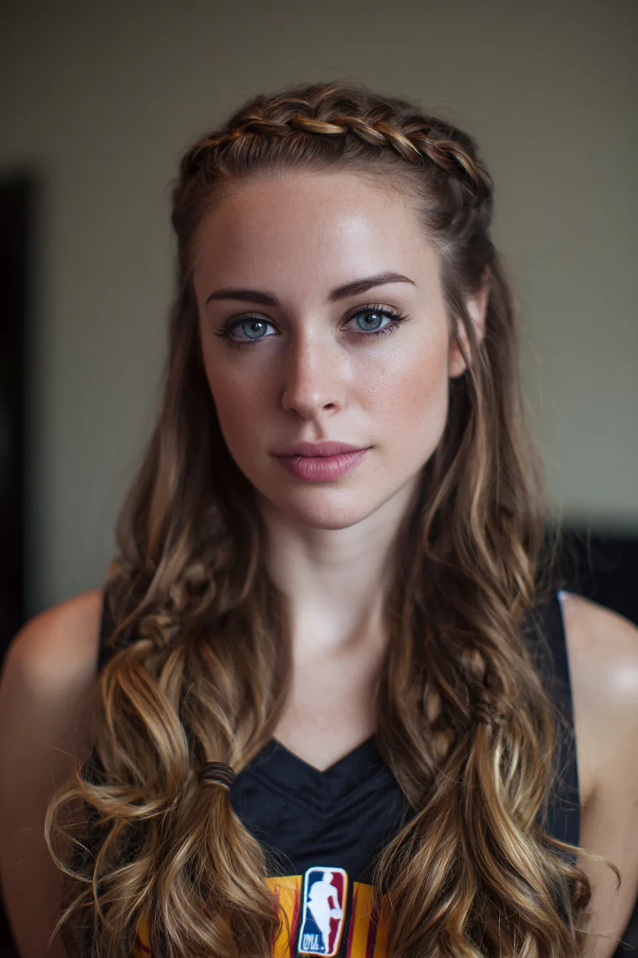 Boho Crown Braid with Loose Waves and Side Twist Braids