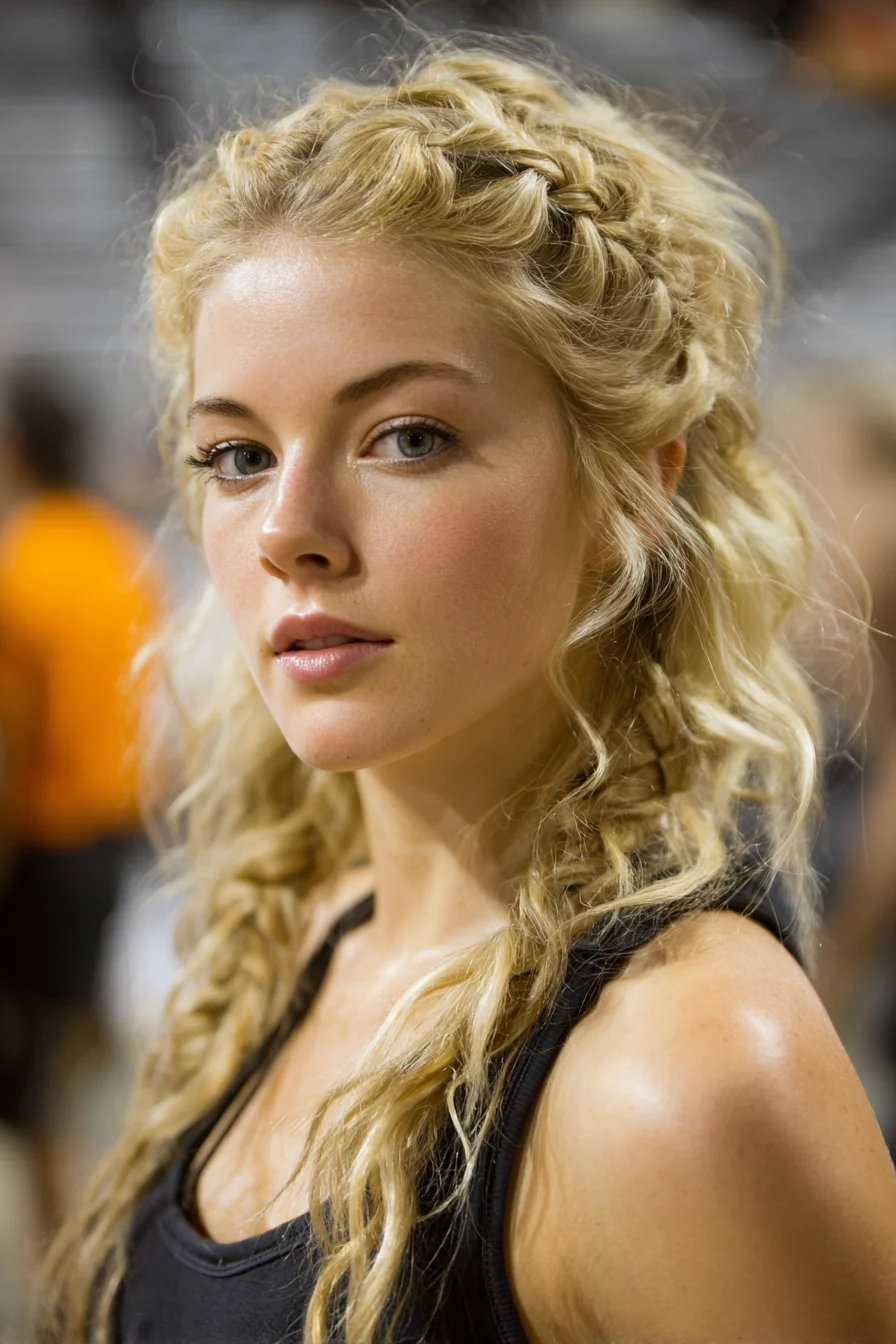 Boho Dutch Crown Braids with Textured Beach Waves