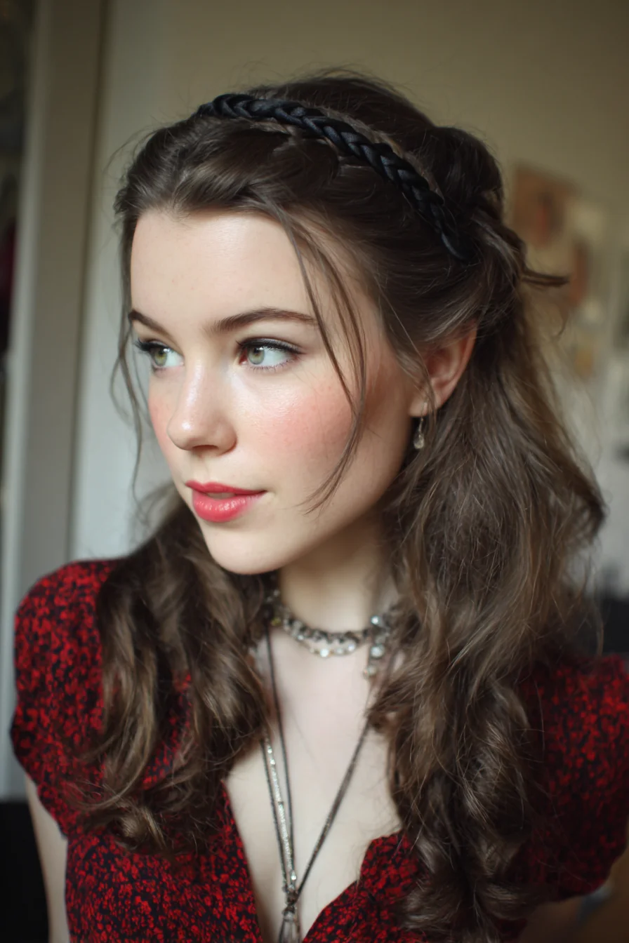 Boho Half-Up Waves with Double Braided Headband