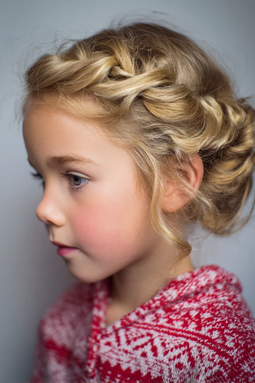 Braided Crown into Low Twisted Bun — Soft Boho Updo for Medium‑Long Hair