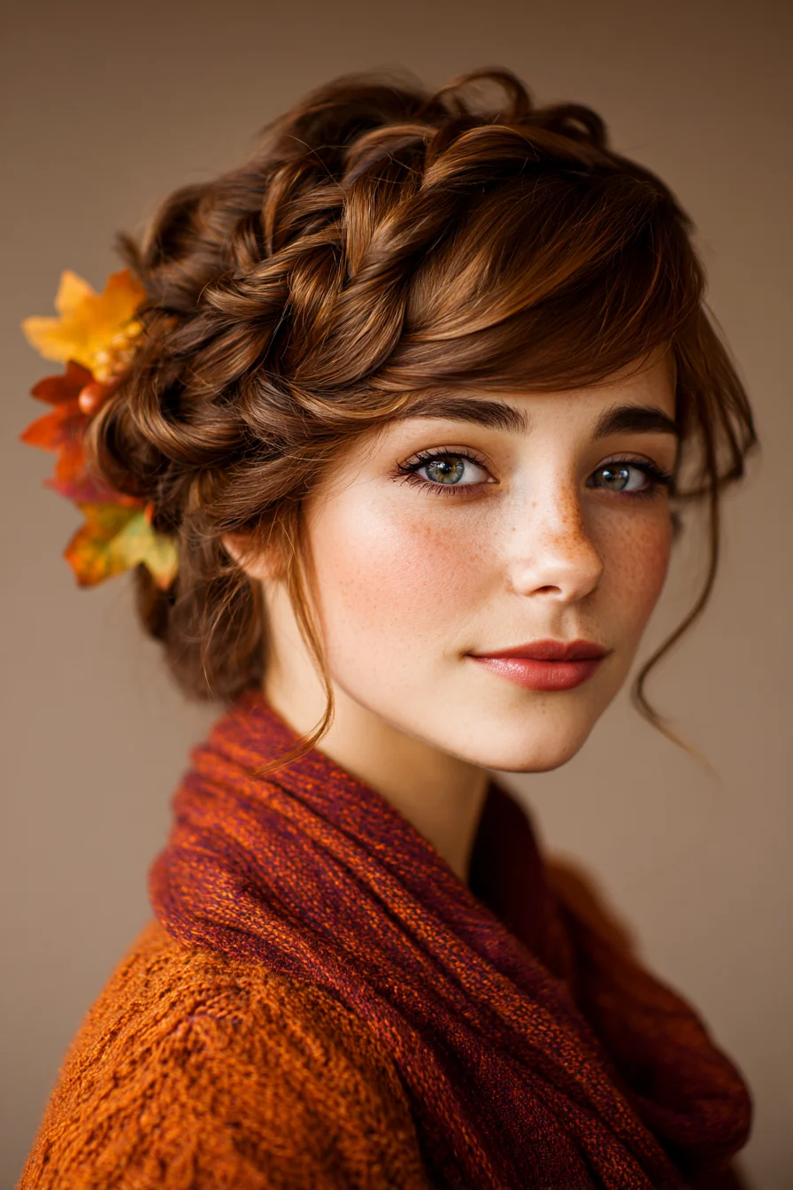 Braided Crown Updo with Soft Face‑Framing Tendrils for Medium–Thick Hair