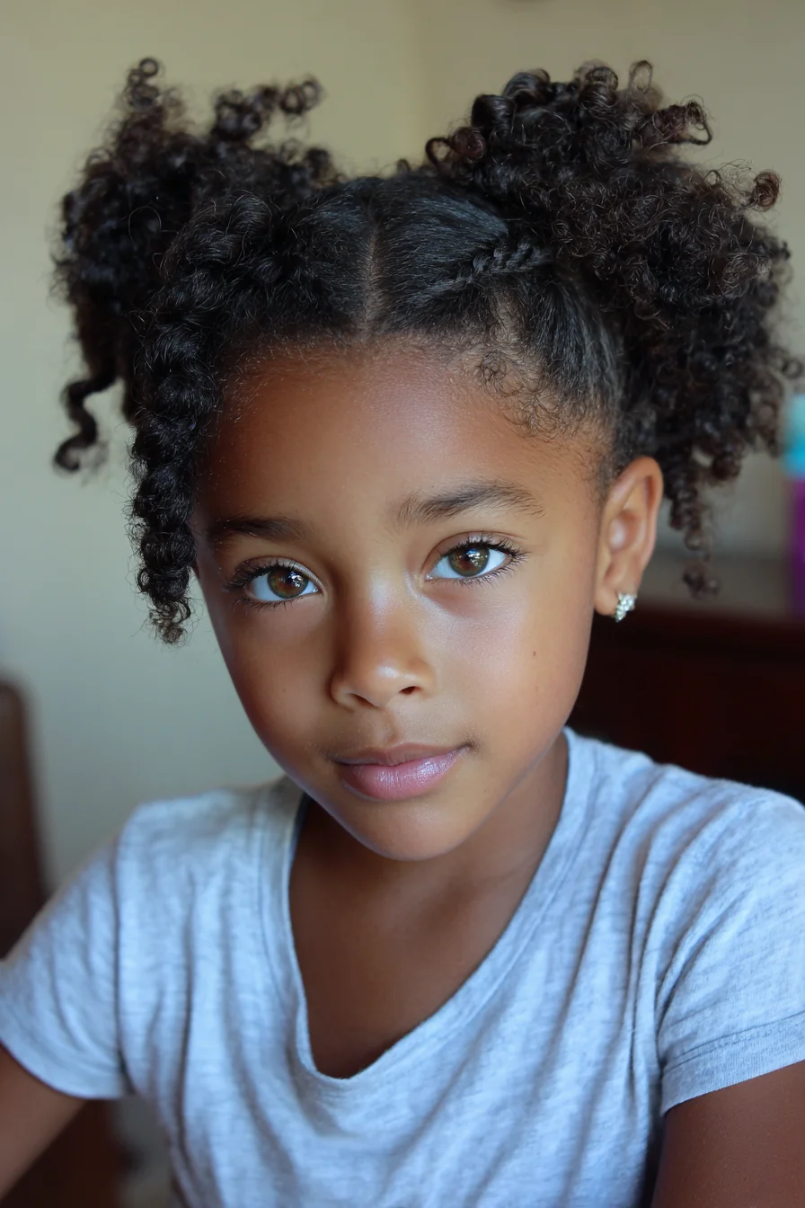 Center-Part Twin Puffs with Front Flat Twists — Natural Curly/Coily Hair