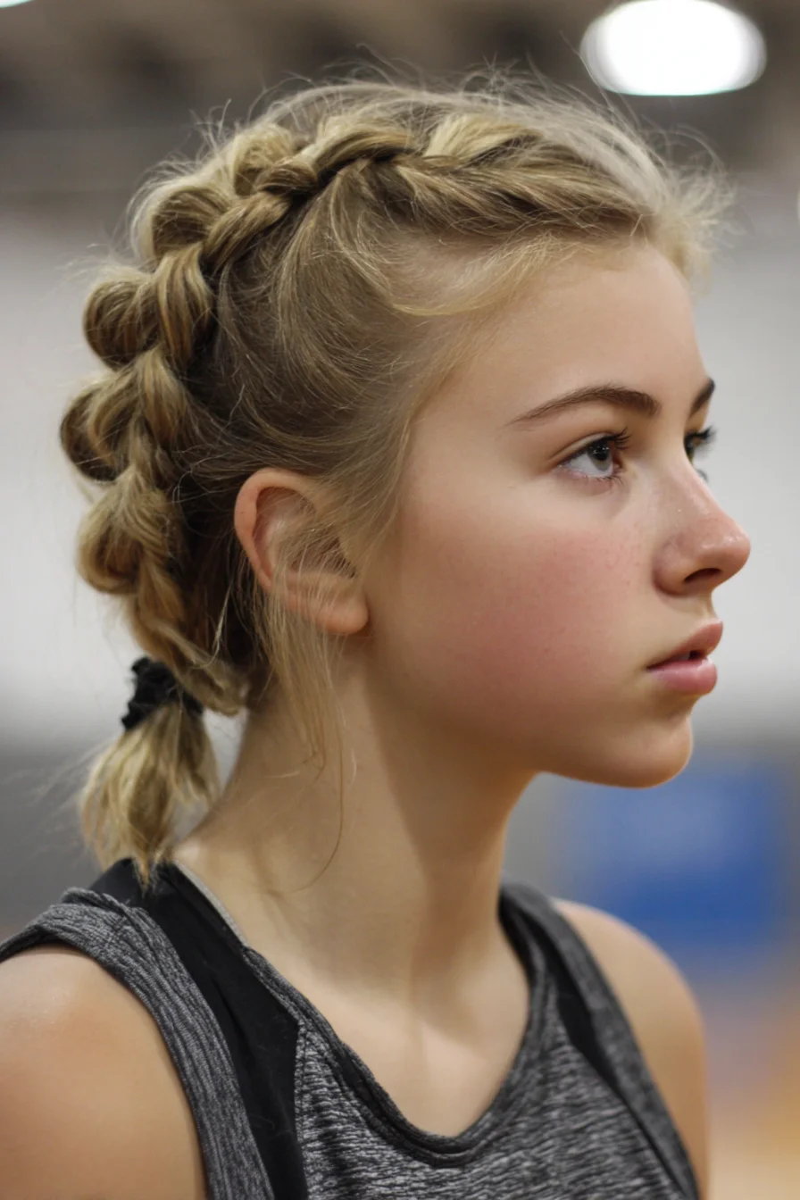 Centered Dutch (Boxer) Braid with Pancaked Volume to Low Pony