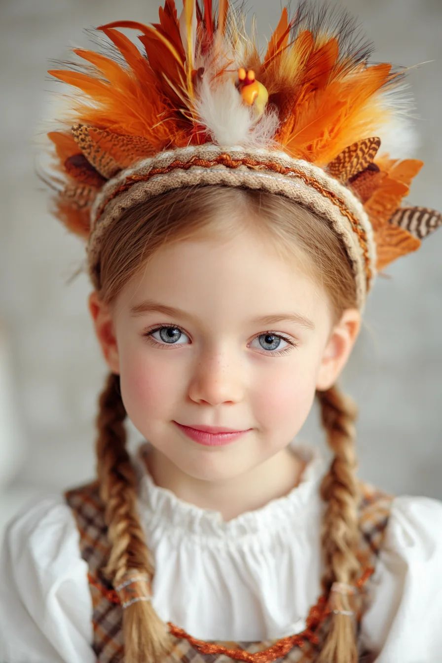 Child-Friendly Double Braids with Feathered Headband — Soft Boho Braids
