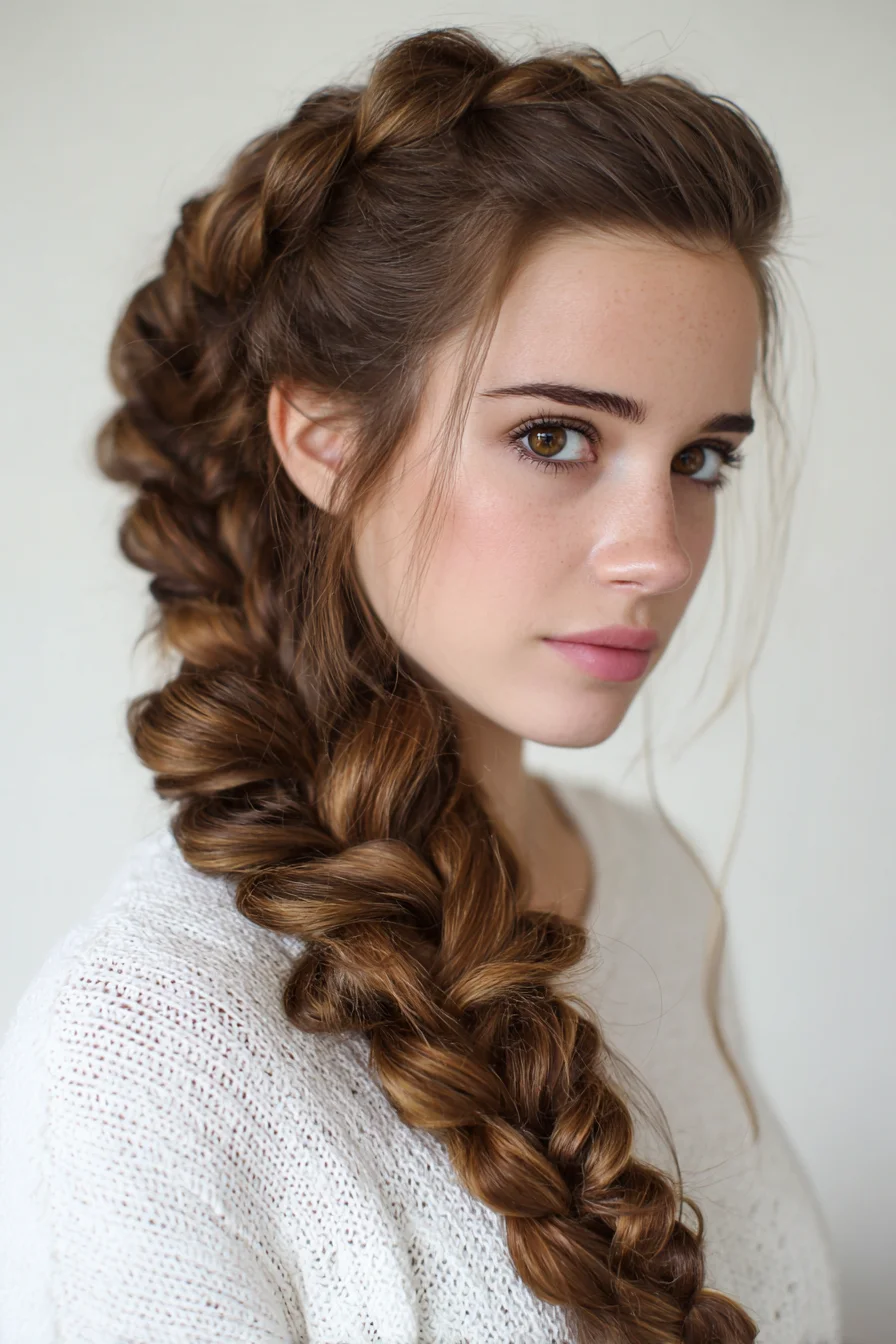 Chunky Textured Side Dutch-Fishtail Braid
