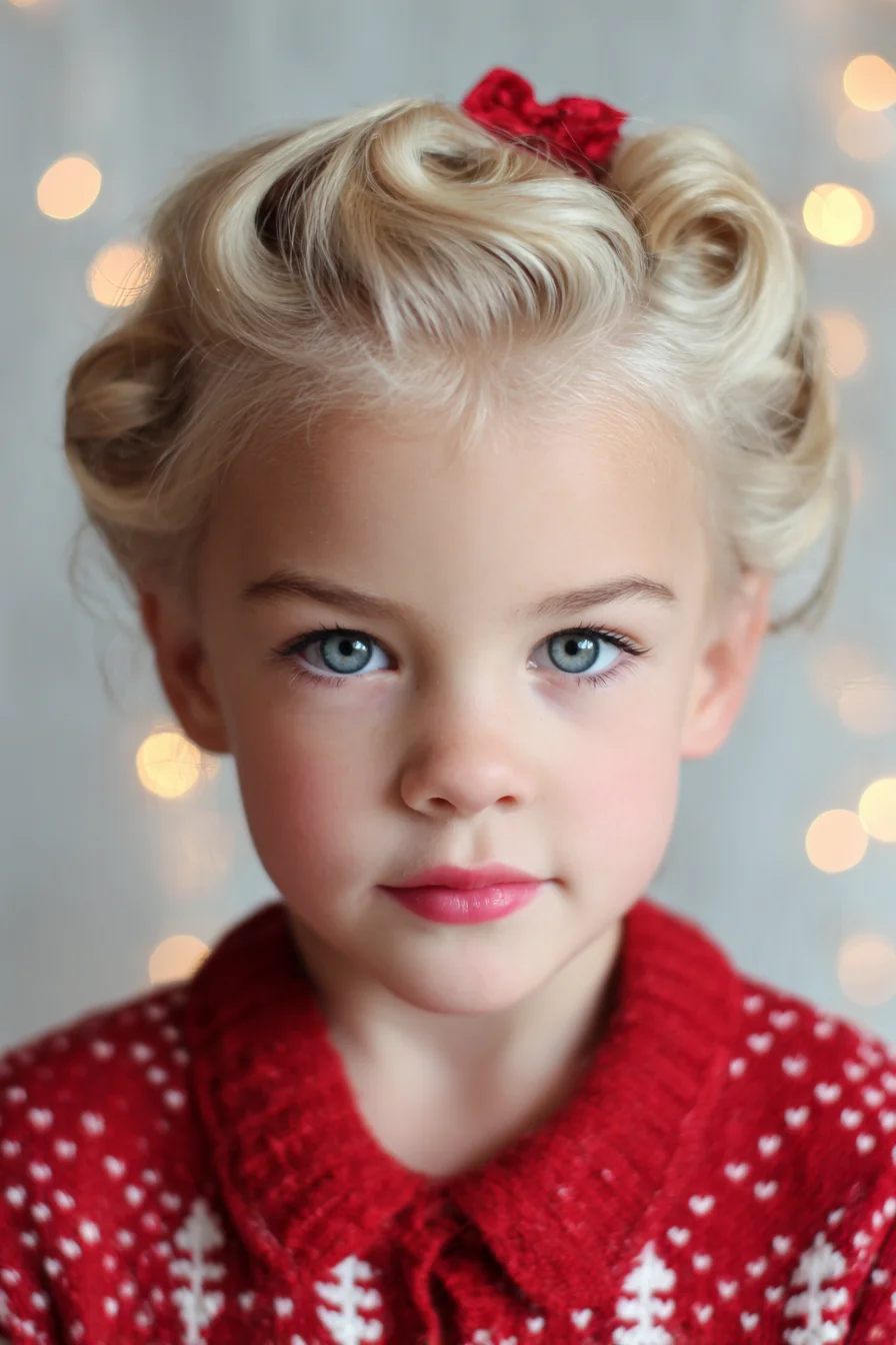 Classic Pin-Curl Updo with Ribbon — Soft Vintage Style for Fine to Medium Hair