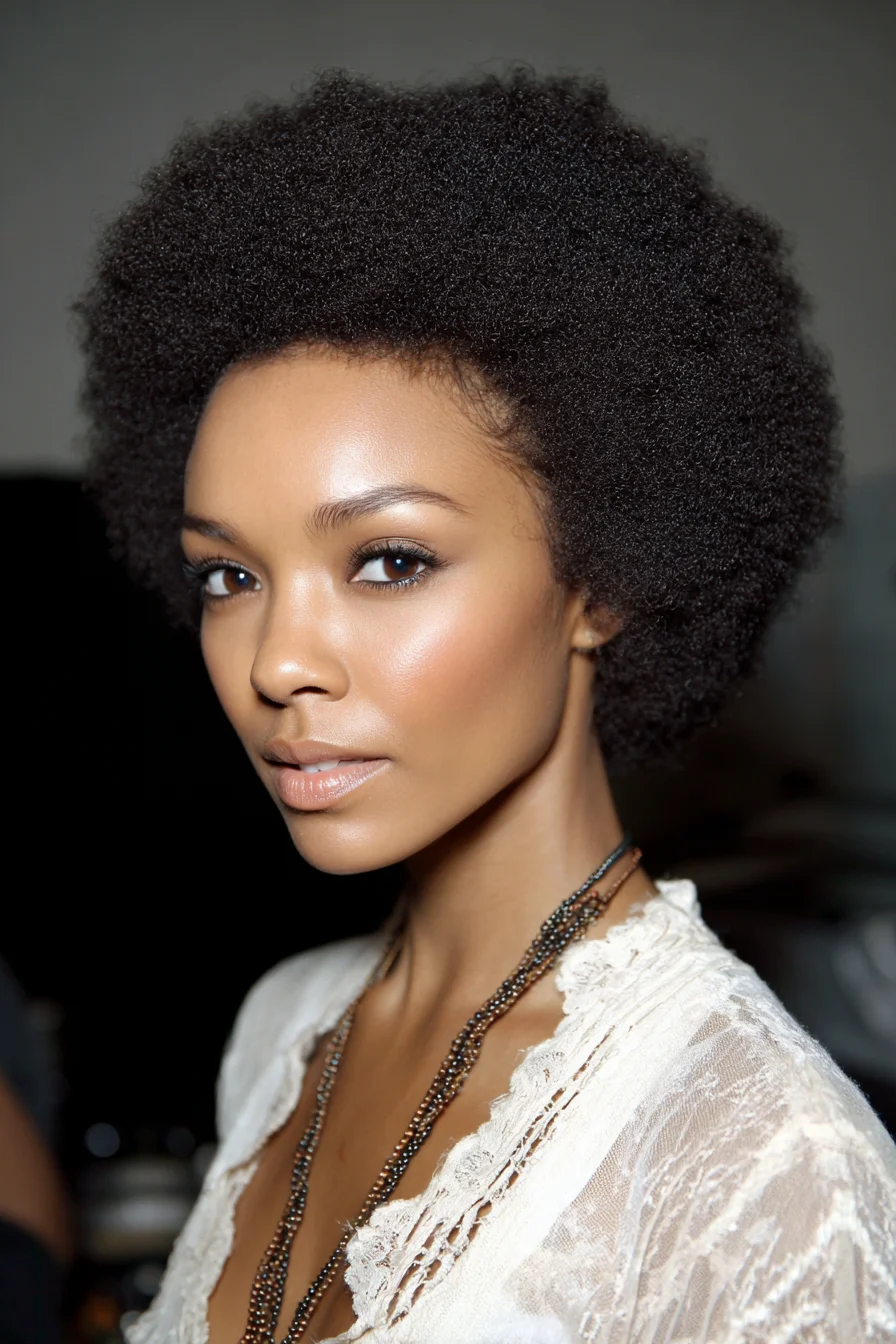 Classic Rounded Natural Afro for 4A–4C Hair