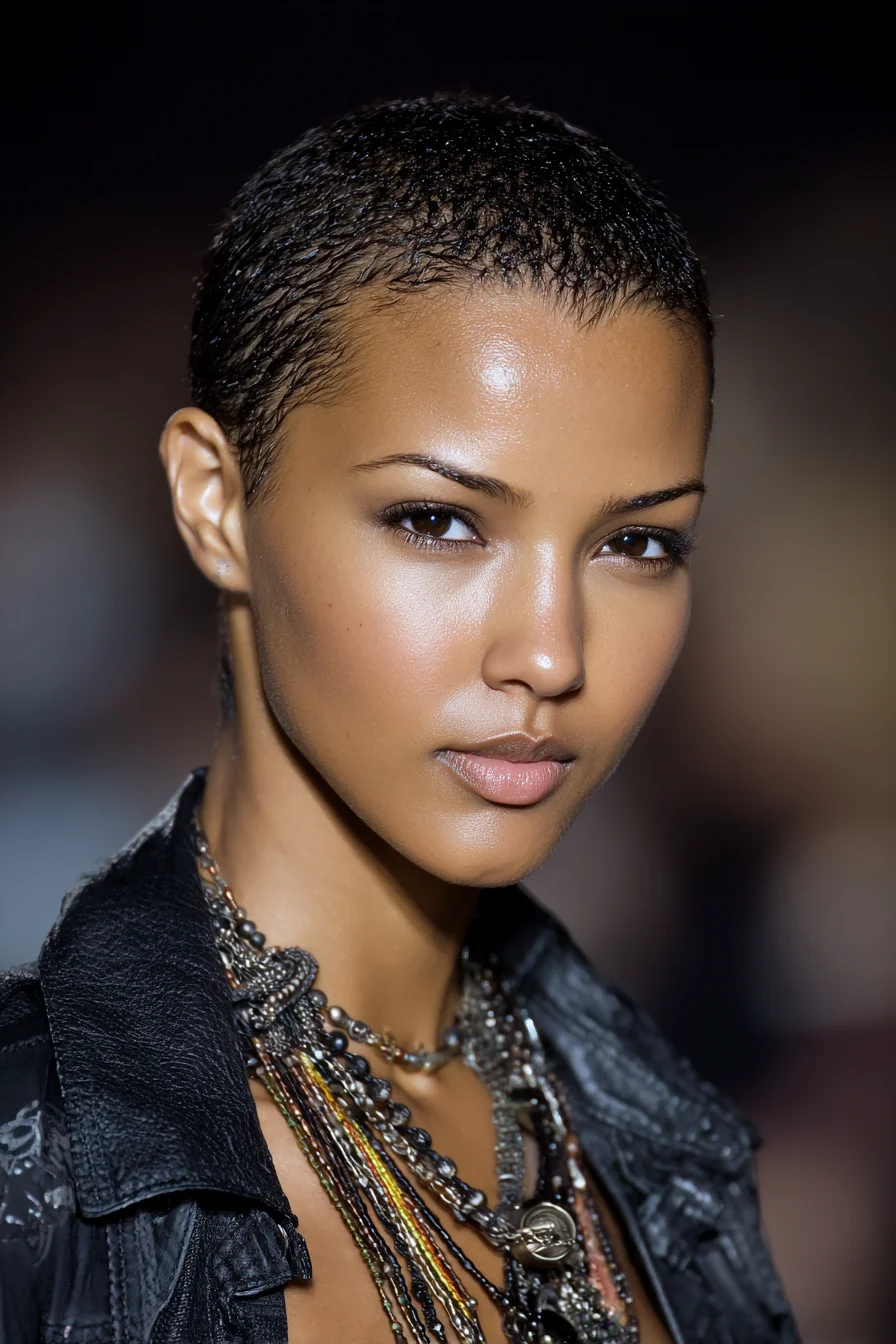 Close-Cropped Textured Buzz Cut — Natural Short Hair