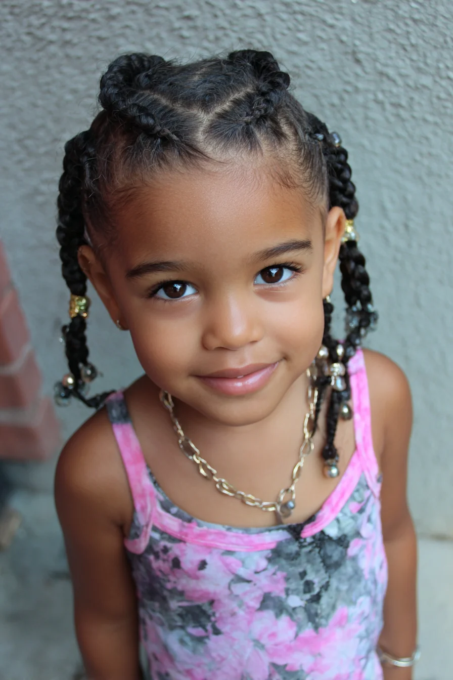 Cornrow Feed-In Braids with Beaded Ends — Protective Kids Style