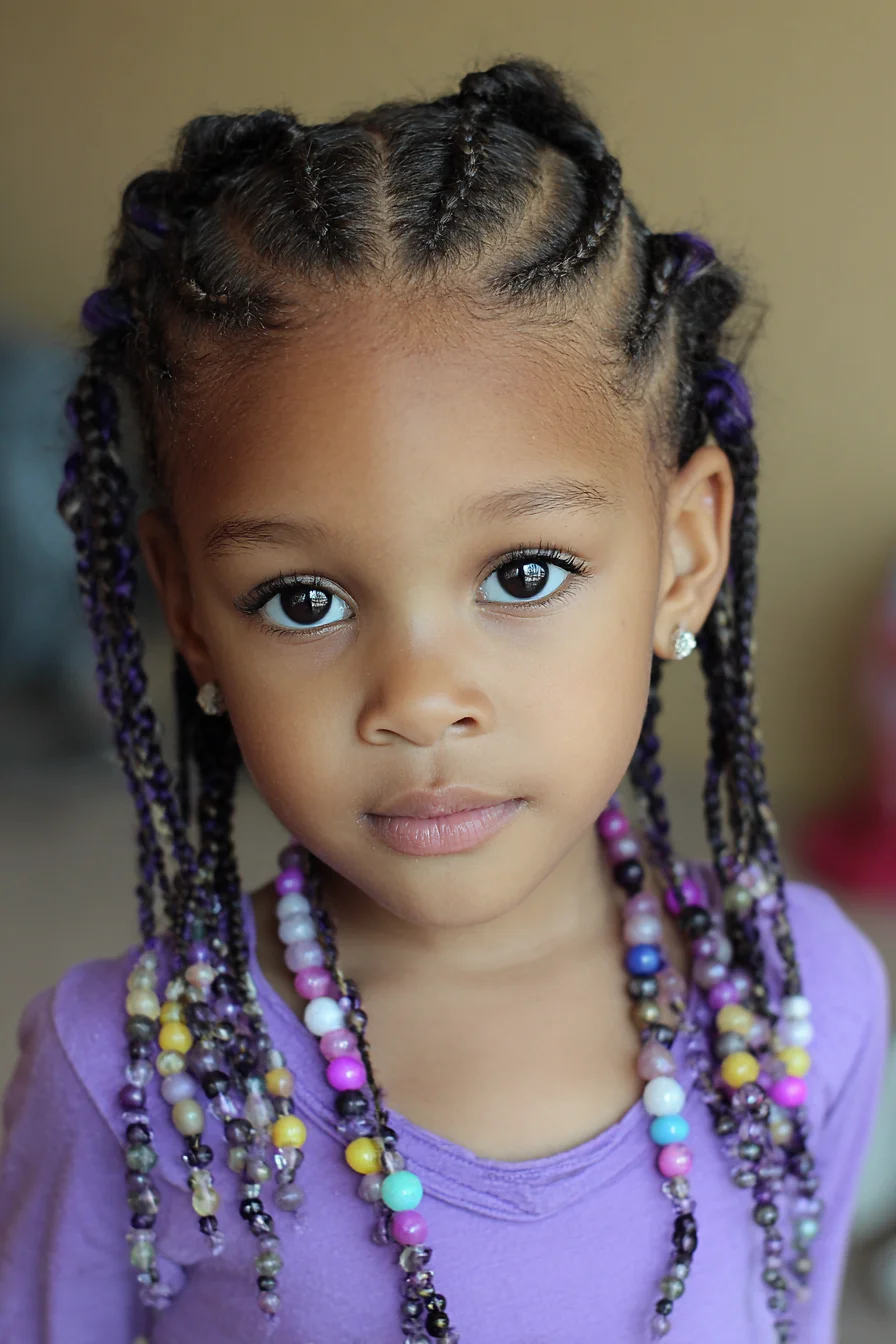 Cornrow-to-Box Braids with Color Beads — Kid-Friendly Textured Hair Style