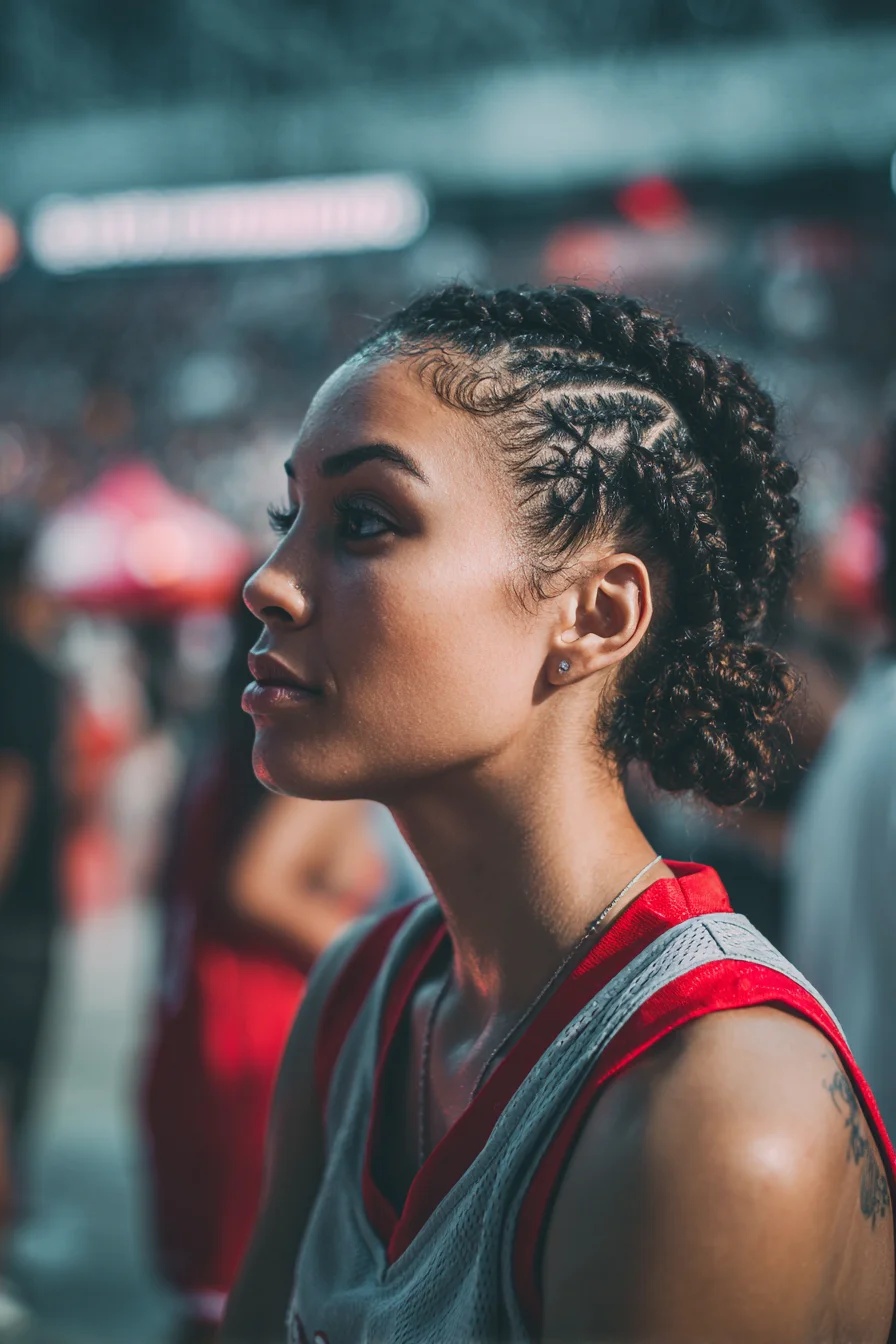 Cornrowed Low Bun with Sculpted Baby Hairs — Protective Braided Style