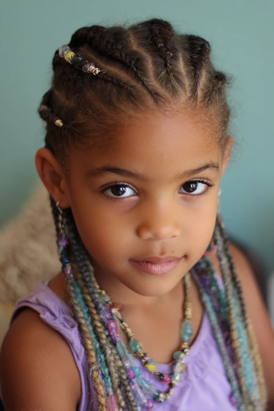 Cornrows into Colorful Beaded Box Braids — Protective Style