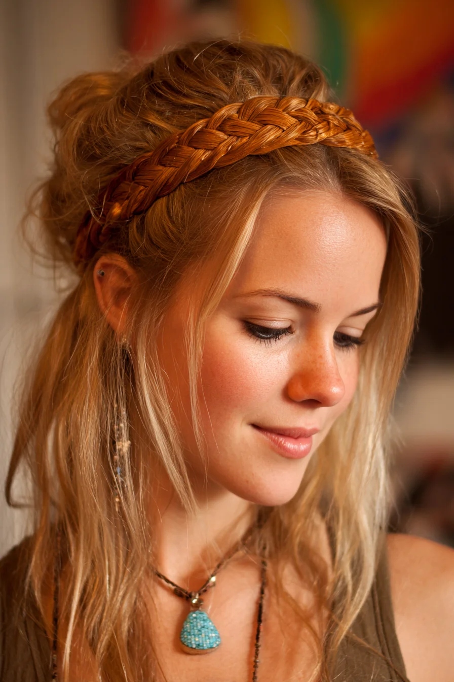Crown Braid Headband with Textured Half-Up
